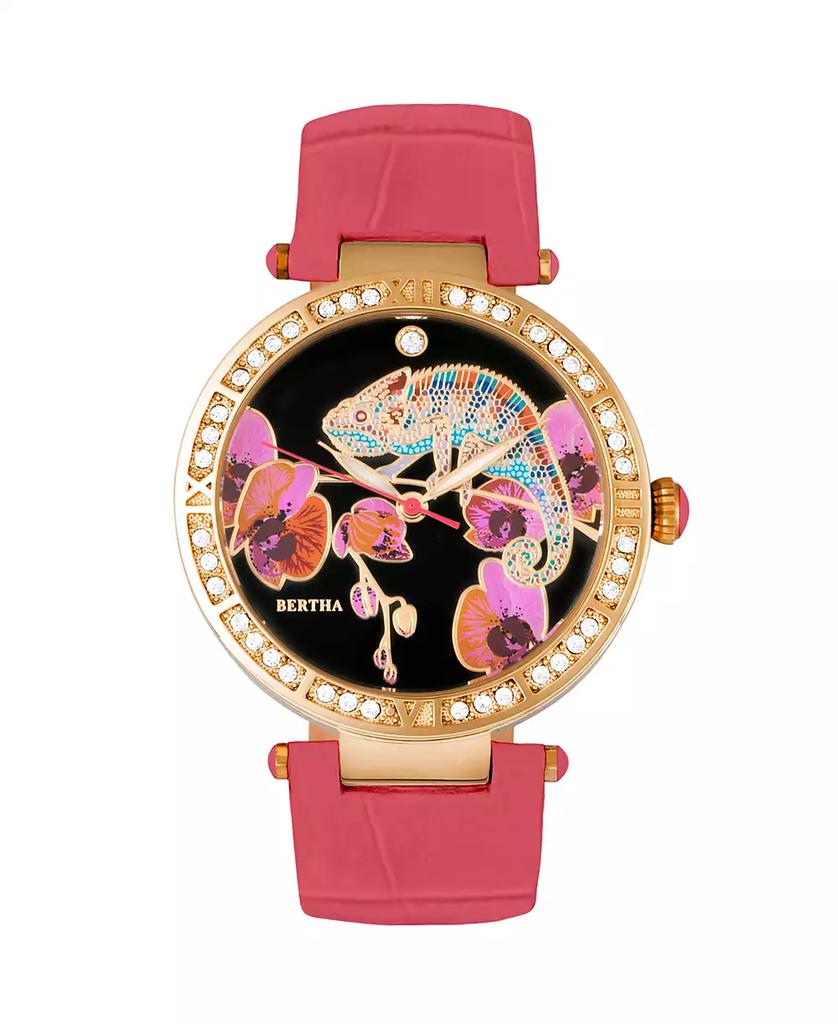BERTHA Quartz Camilla Collection Coral Leather Watch 38Mm