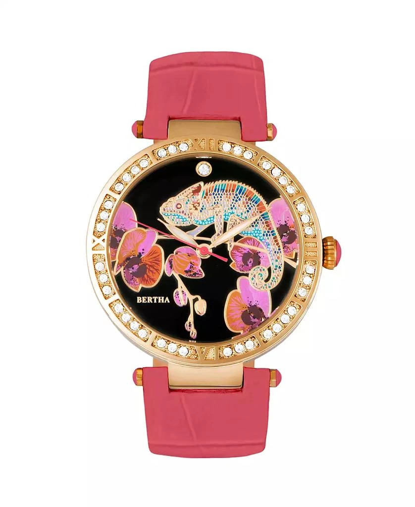 BERTHA Quartz Camilla Collection Coral Leather Watch 38Mm 1