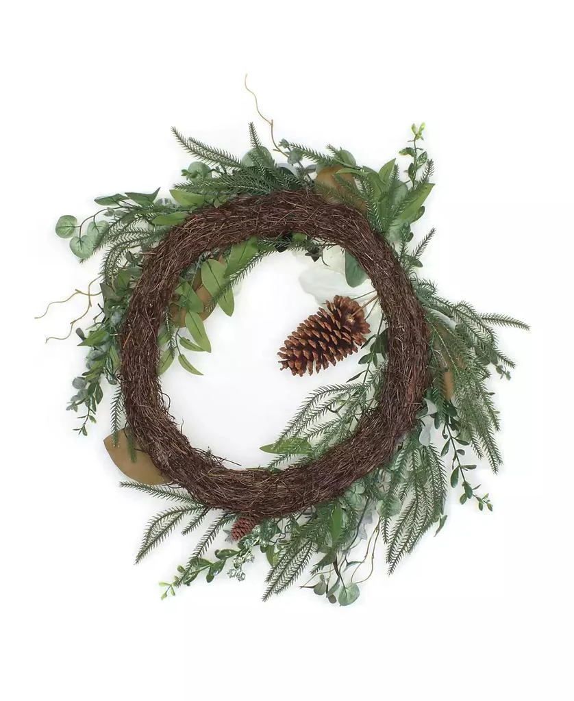 National Tree Company 26" Mixed Greens and White Flowers Christmas Wreath 3