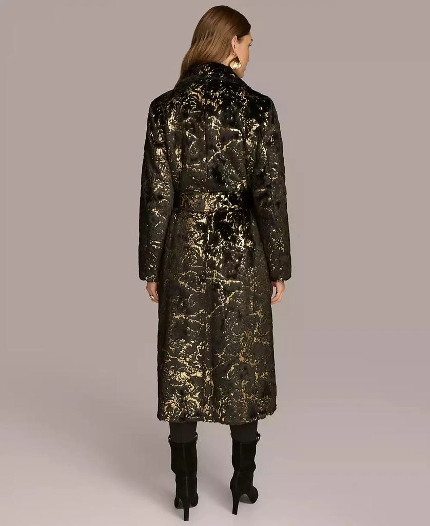Donna Karan Women's Metallic Faux Fur Belted Coat 3