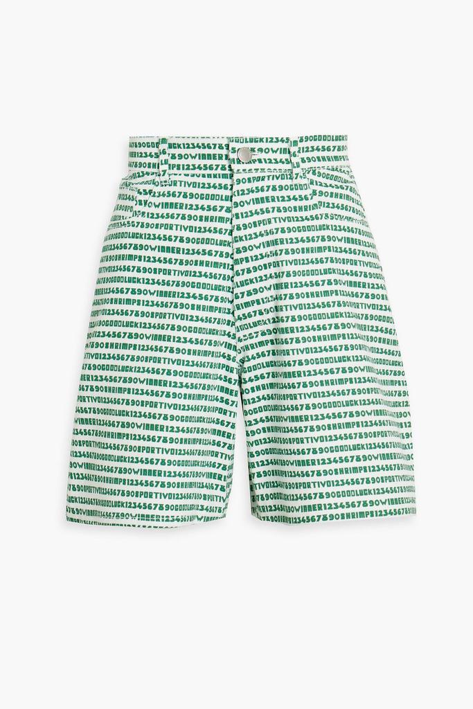 shrimps Zelmo printed appliquéd cotton-twill shorts