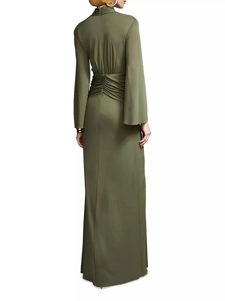 HALSTON Ahano Jersey Plunge Gown 4