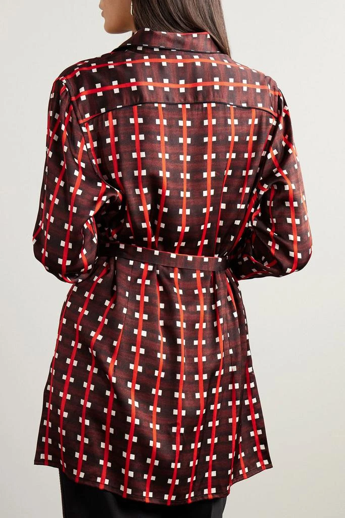 WALES BONNER Melody belted checked satin shirt 3
