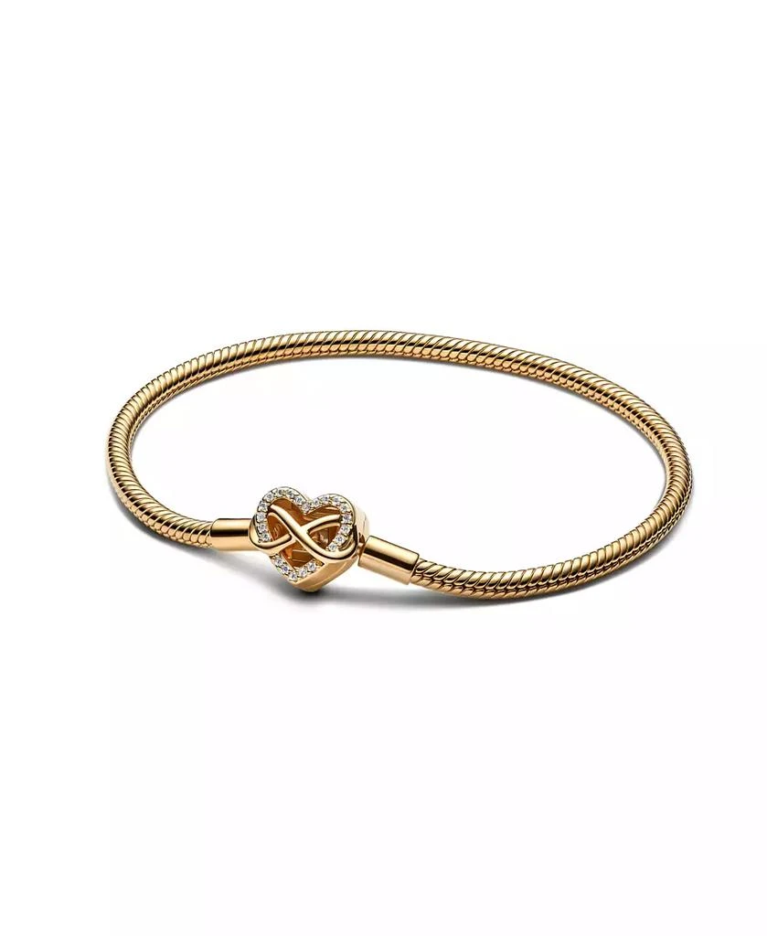 PANDORA 14K Gold-Plated Sparkling Infinity Heart Clasp Snake Chain Bracelet