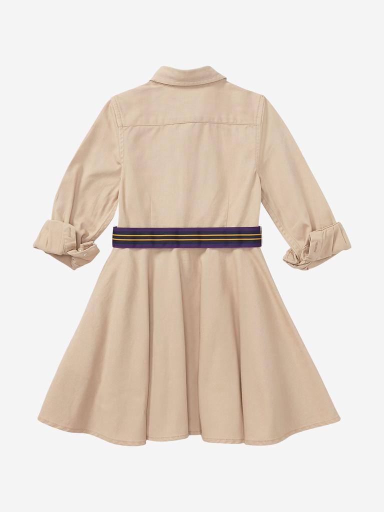 Ralph Lauren Girls Belted Chino Shirt Dress in Beige