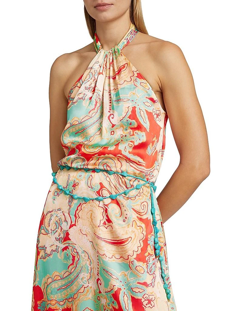 AMUR Collie Paisley Satin Halter Gown 6