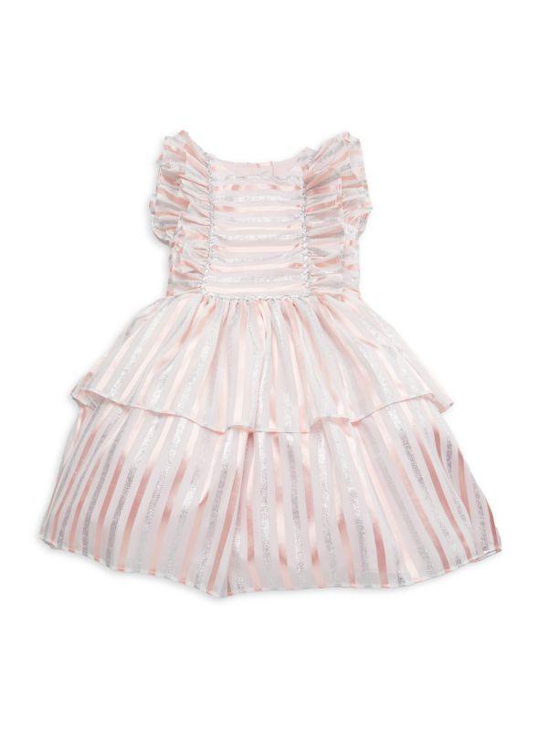 Pippa & Julie Little Girl's Joy Ruffle Sleeve Tiered Shimmery Dress
