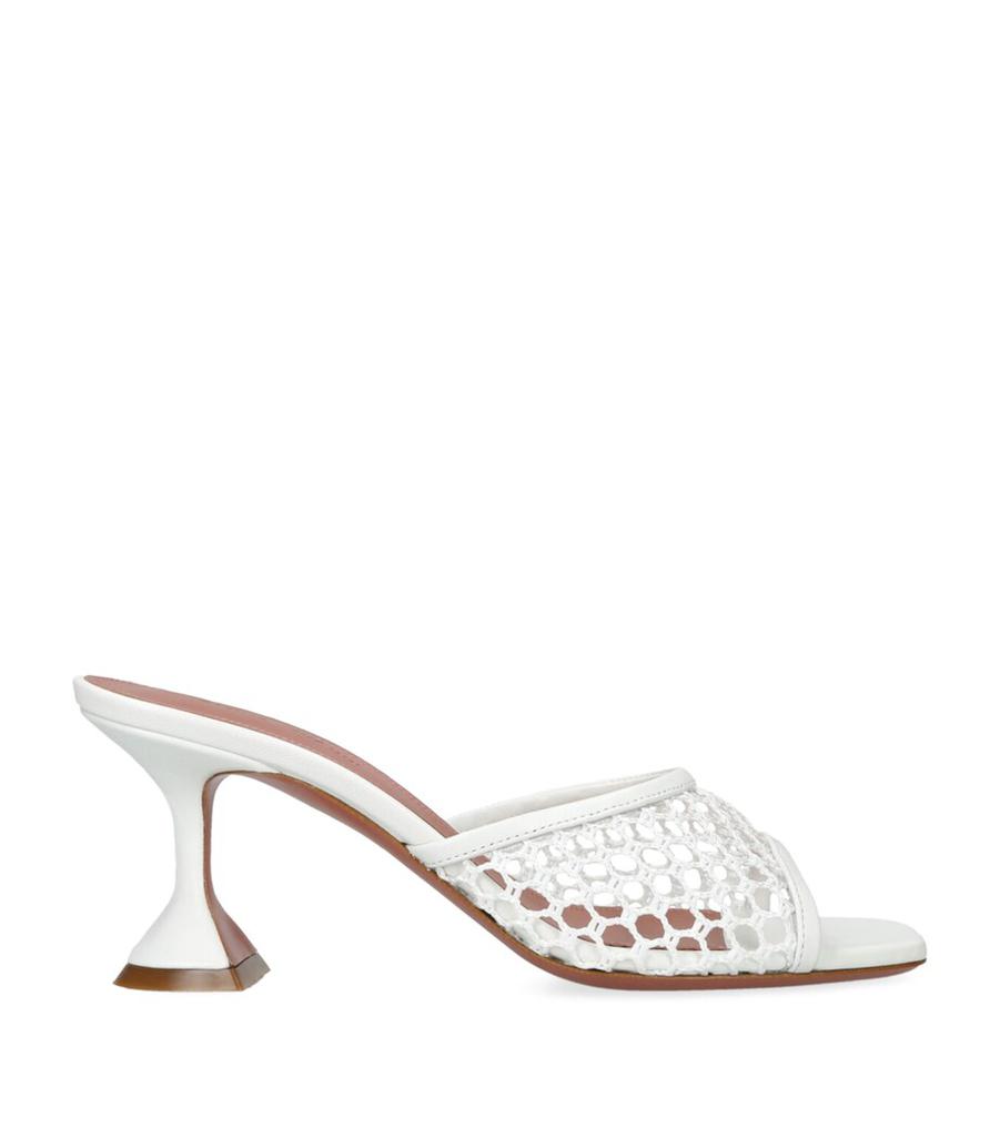 Amina Muaddi Leather Lupita Net Mules 70