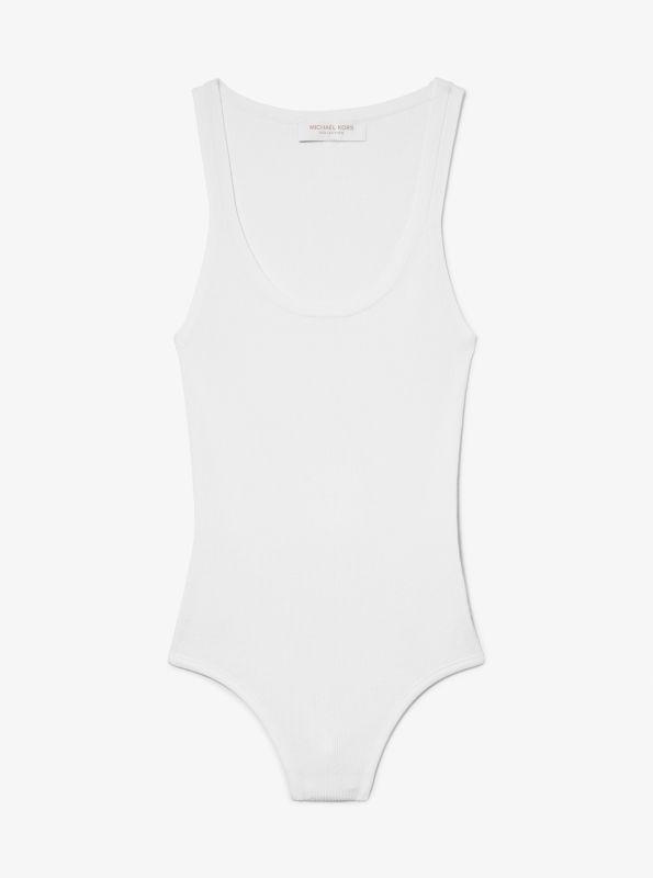 Michael Kors Ribbed Stretch Viscose Tank Top Bodysuit