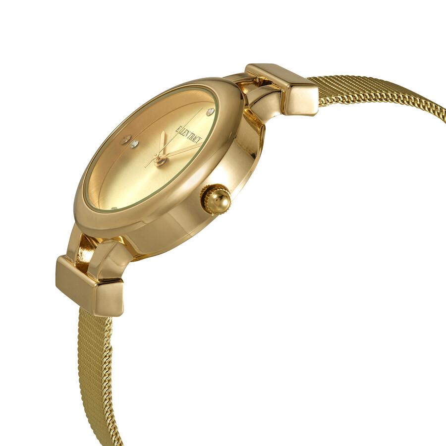 Ellen Tracy Quartz Crystal Gold Dial Ladies Watch ET5232GD