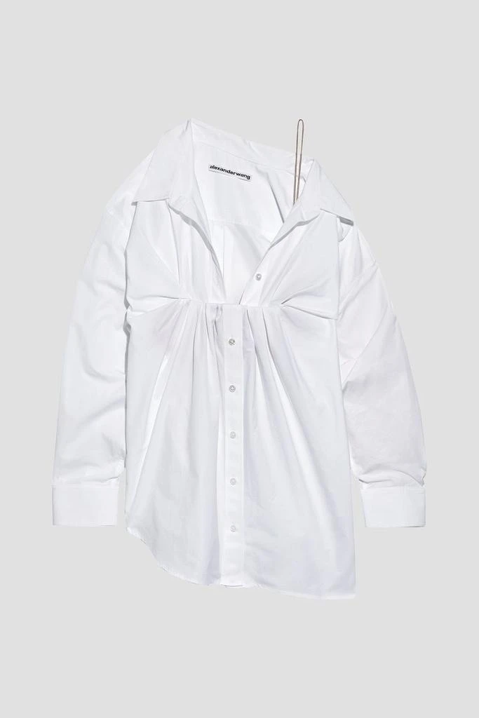 ALEXANDER WANG Oversized cold-shoulder gathered cotton-poplin shirt 1