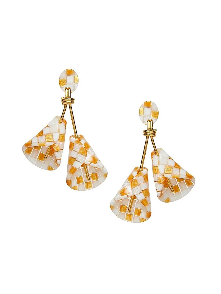 Lele Sadoughi Calla Lily 14K Gold-Plated 
Acetate Checkered Earrings