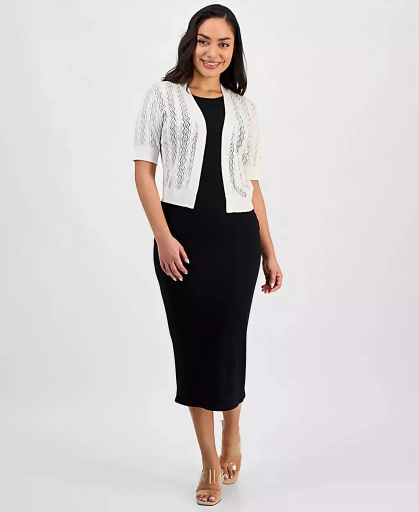 Robbie Bee Petite Knit Short-Sleeve Open-Front Shrug 2
