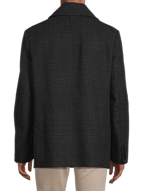 Karl Lagerfeld Paris Plaid Wool Blend Coat
