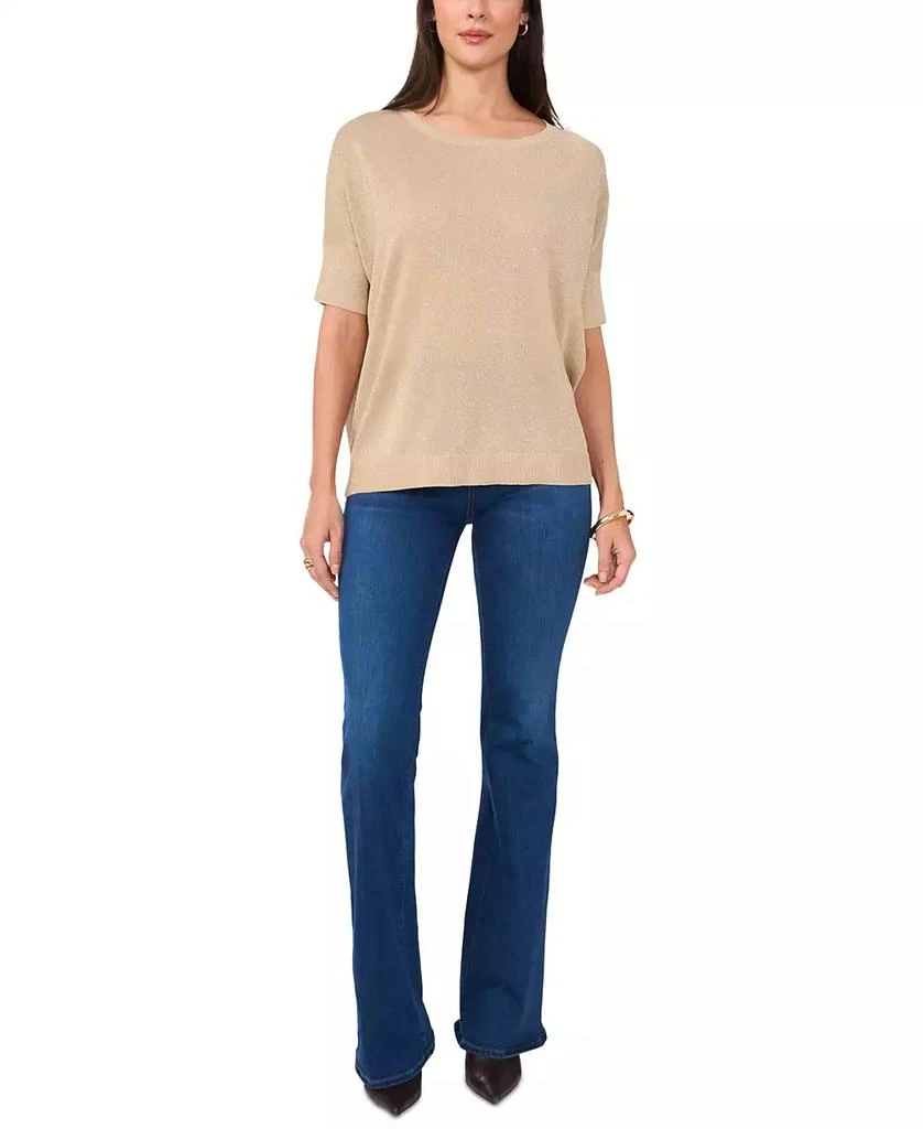 Vince Camuto Women's Metallic Crewneck 3/4-Sleeve Sweater 3