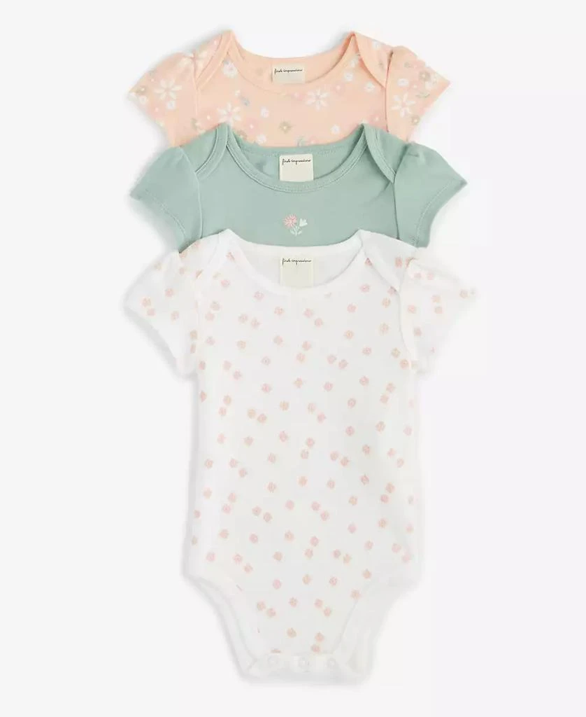 First Impressions Baby Girls Secret Garden Cotton Bodysuits, 3 Pack, Exclusively at Macy's 1
