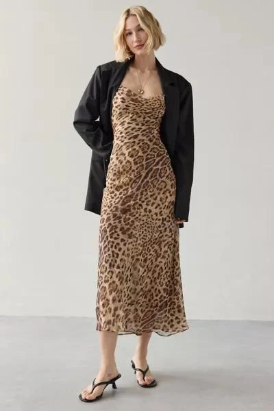 Bardot Bardot Monroe Leopard Print Cowl Neck Cami Maxi Dress 3