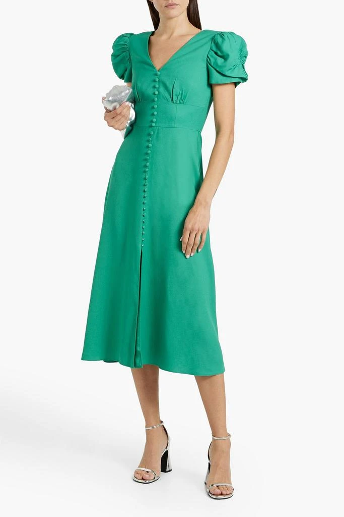 Saloni Margot ruched crepe midi dress 2