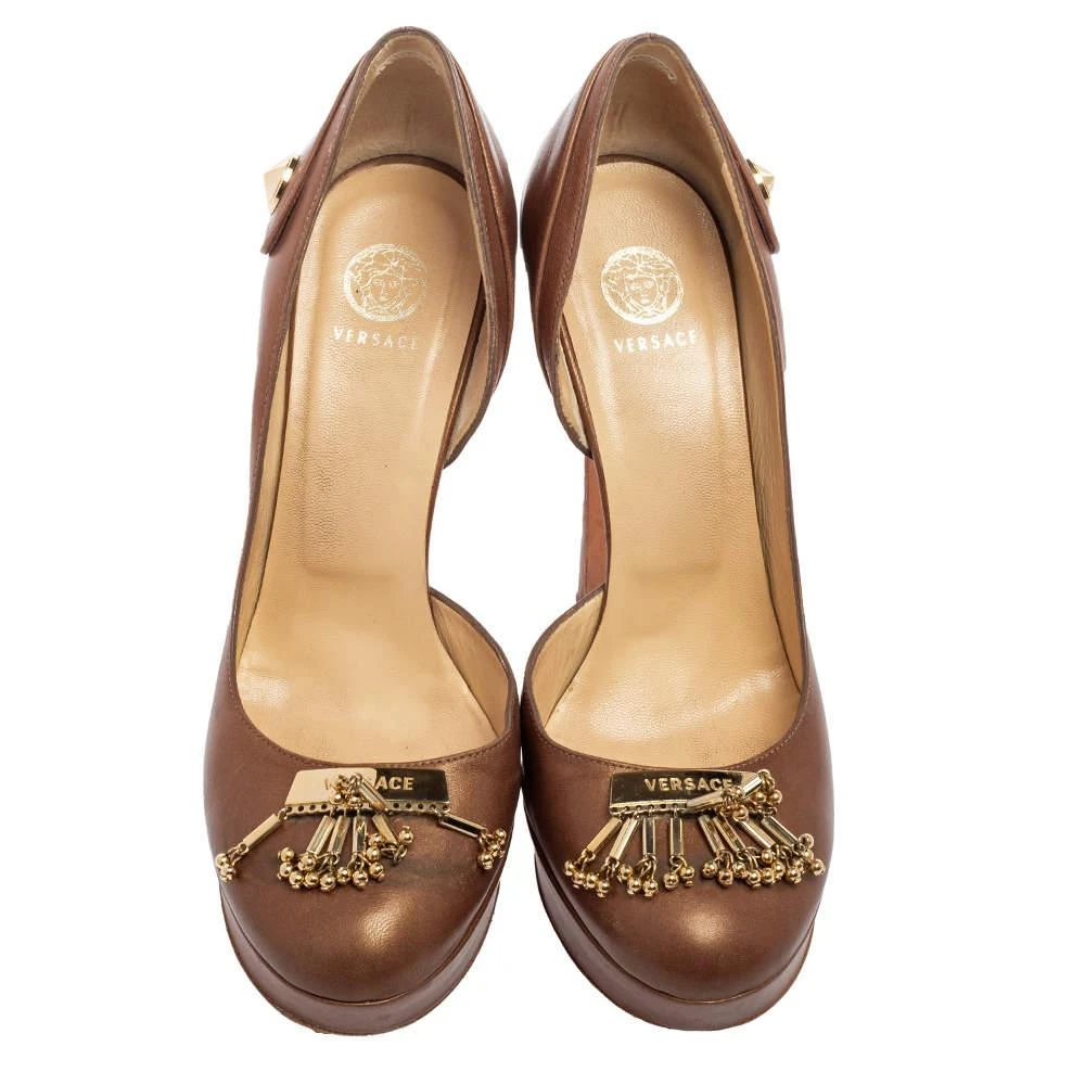 Versace Versace Brown Leather D'orsay Pumps Size 38 3