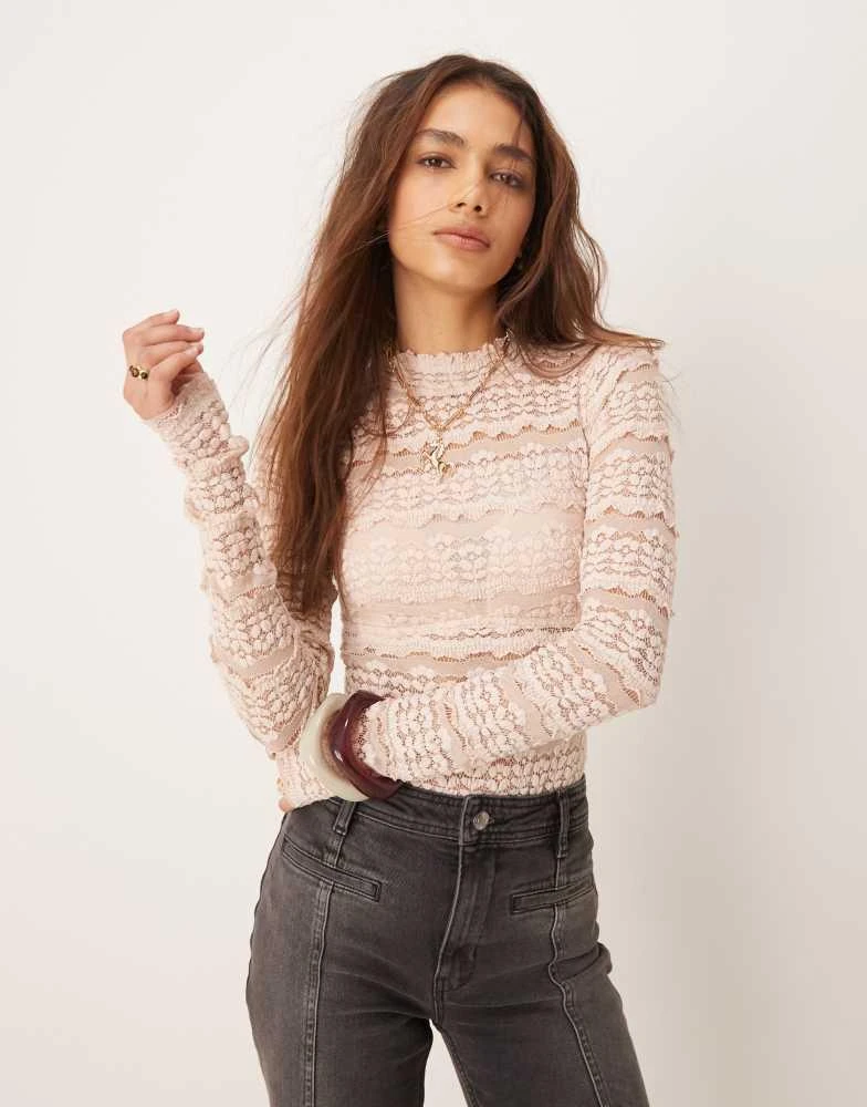 Free People Free People angelina lace bodysuit in neutral 1