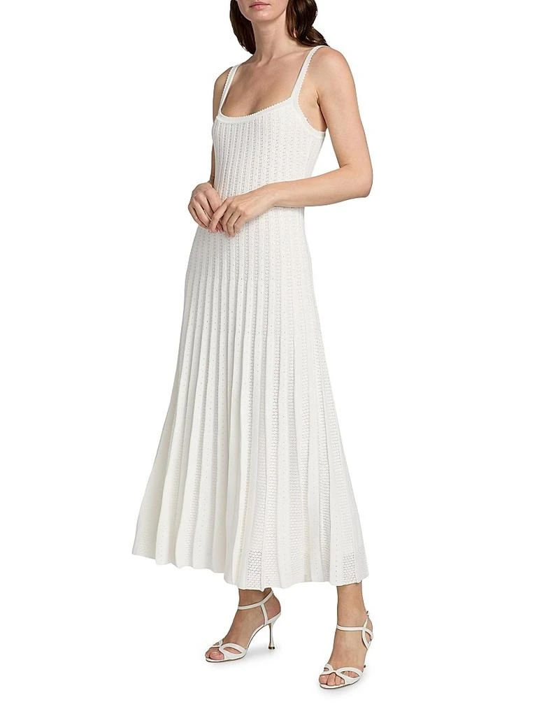 Staud Ellen Pointelle Pleated Midi-Dress 4