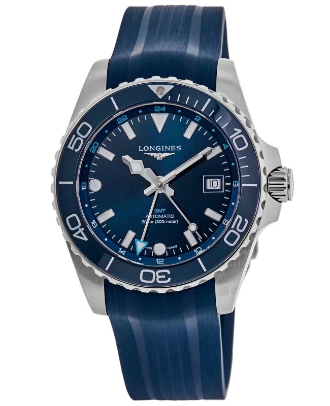 Longines Longines HydroConquest GMT Automatic Blue Dial Rubber Strap Men's Watch L3.890.4.96.9 1