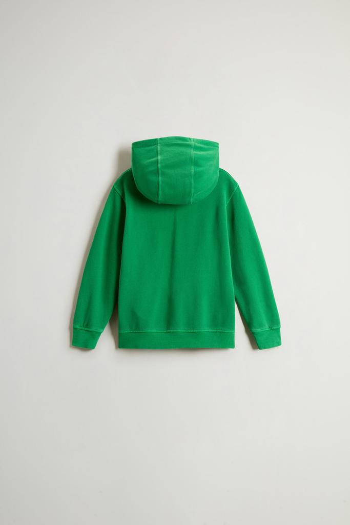 Woolrich Garment-dyed Boys’ Hoodie in Pure Cotton - Boys - Green