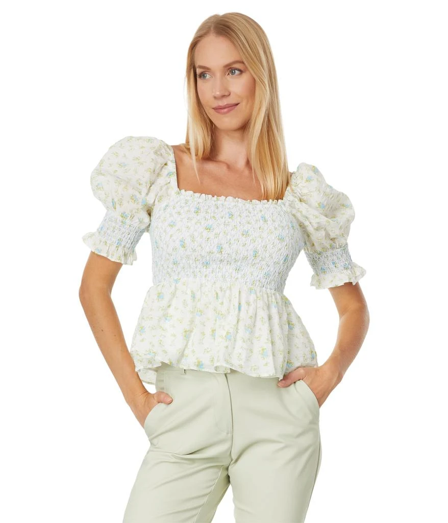 English Factory Smocked Floral Puff Sleeve Top 1