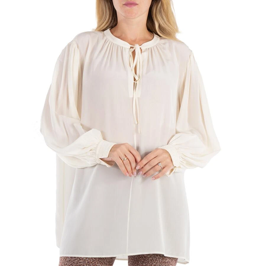 Chloé Ladies Buttercream Lavalliere-Neck Silk Blouse 2