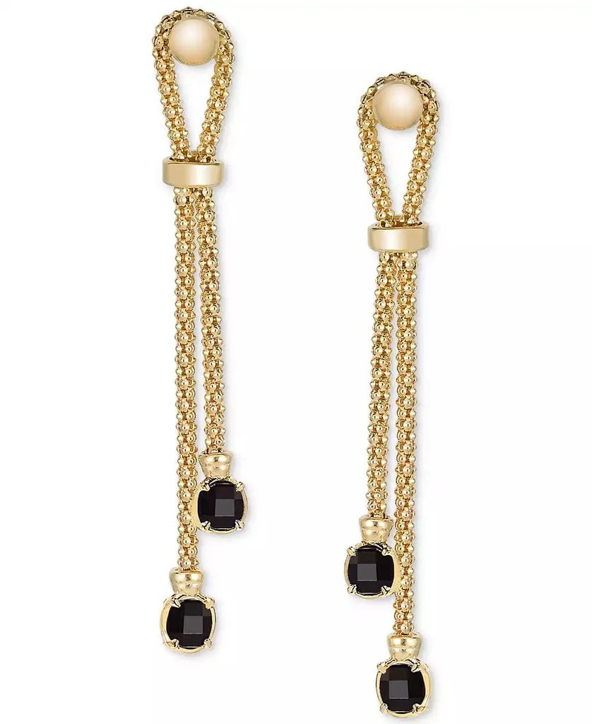 Macy's Onyx Popcorn Chain Link Drop Earrings in 14k Gold-Plated Sterling Silver (Also available in Turquoise, Swiss Blue Topaz & Lapis) 3