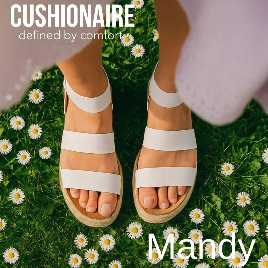 CUSHIONAIRE Women's Mandy Wedge Sandal In White 2