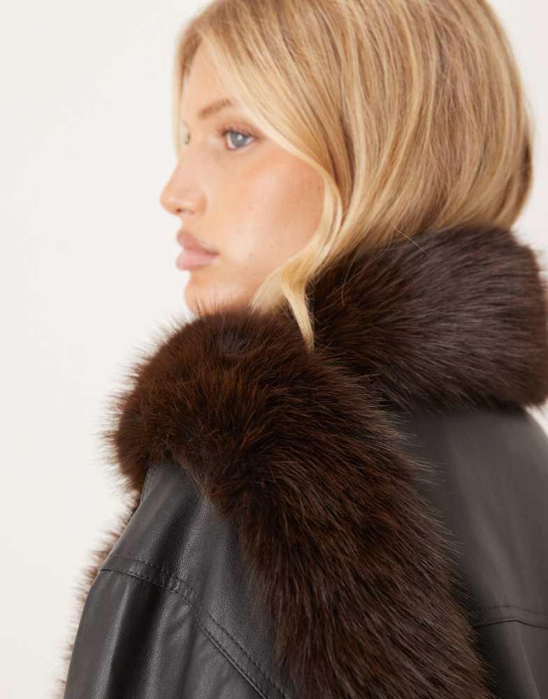 My Accessories My Accessories faux fur skinny scarf in brown