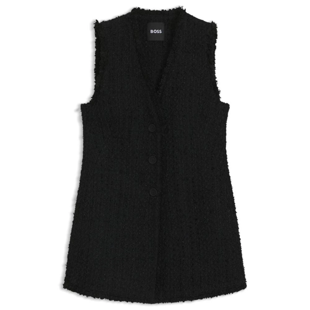 Hugo Boss Sleeveless regular-fit blazer in velvet tweed 1