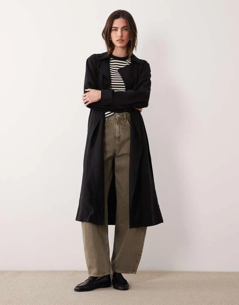 ASOS ASOS DESIGN soft longline trench in black