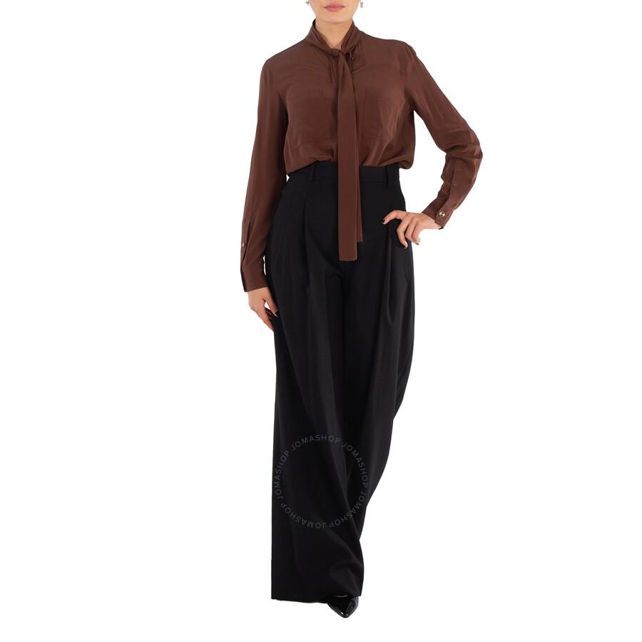Burberry Silk Crepe De Chine Tie-Neck Blouse