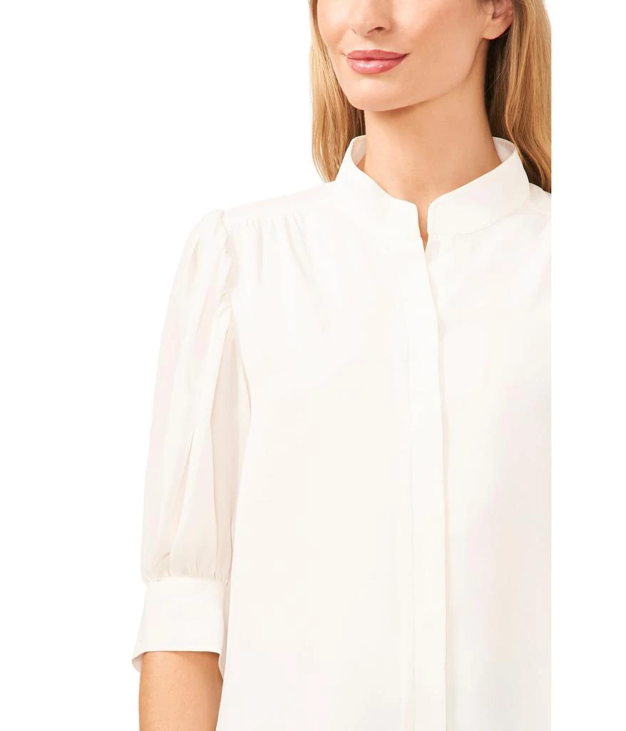 CeCe Elbow Sleeve Open Collar Blouse 3