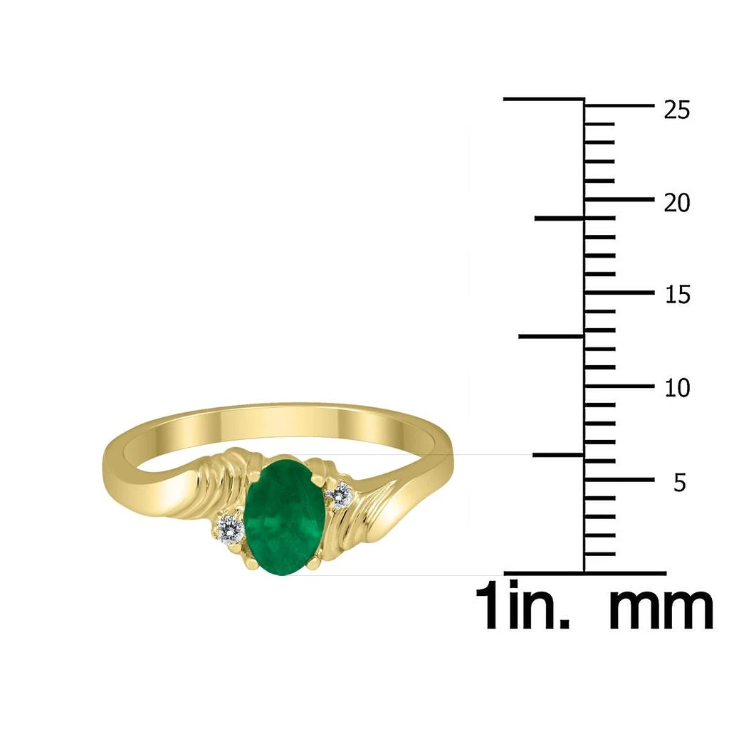 SSELECTS 6X4Mm Emerald And Diamond Wave Ring In 10K Yellow Gold 3
