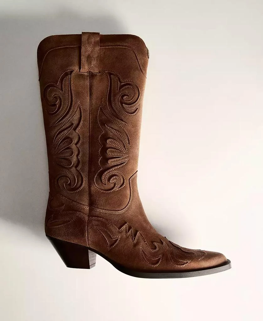 Mango Women's Cowboy Leather Boots 3