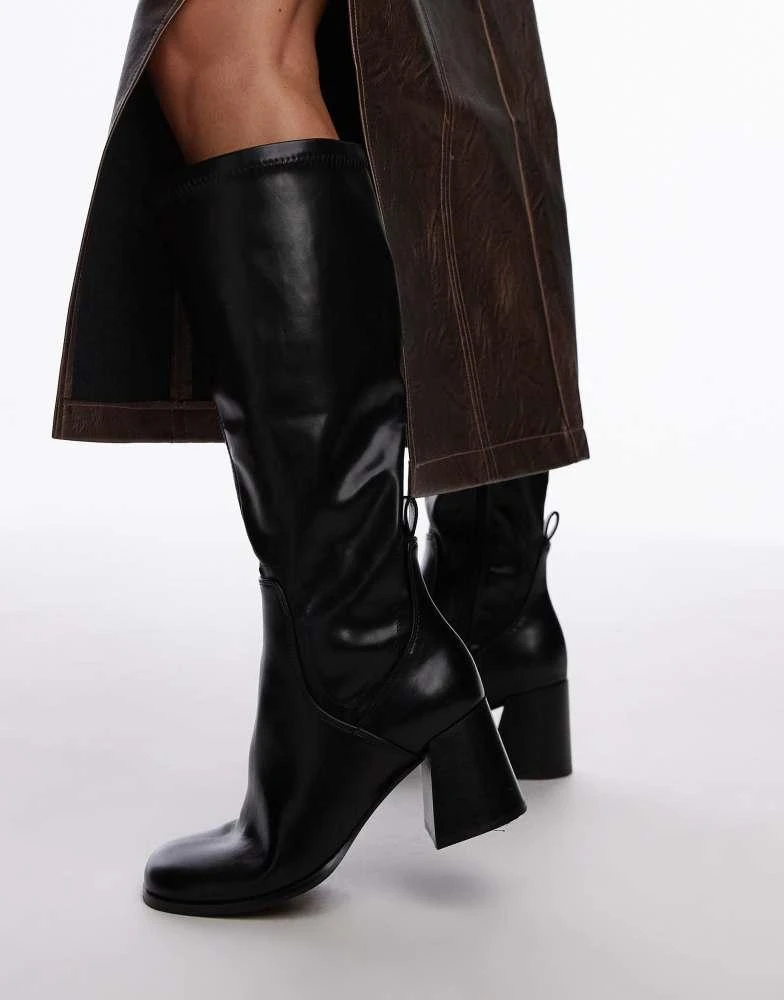 Topshop Topshop Ren knee high heeled boots in black 2