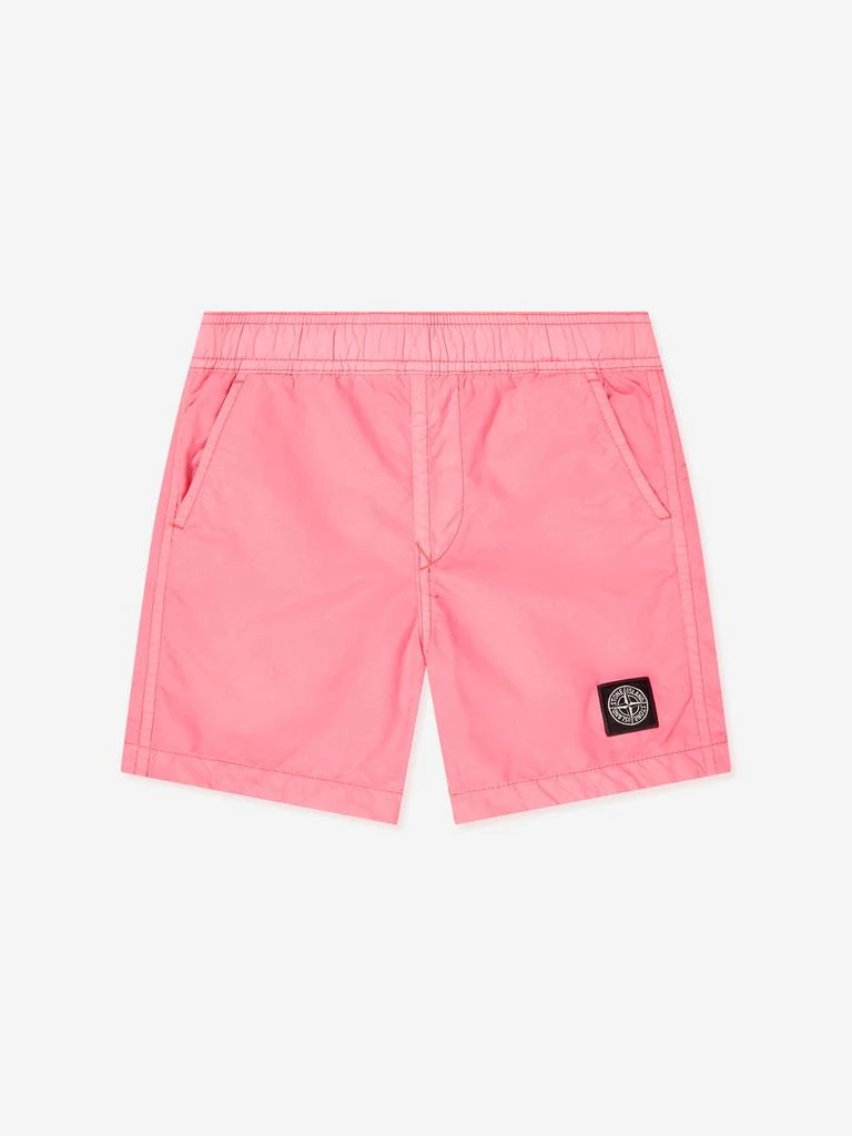 Stone Island Junior Stone Island Boys Compass Logo Swim Shorts in Pink