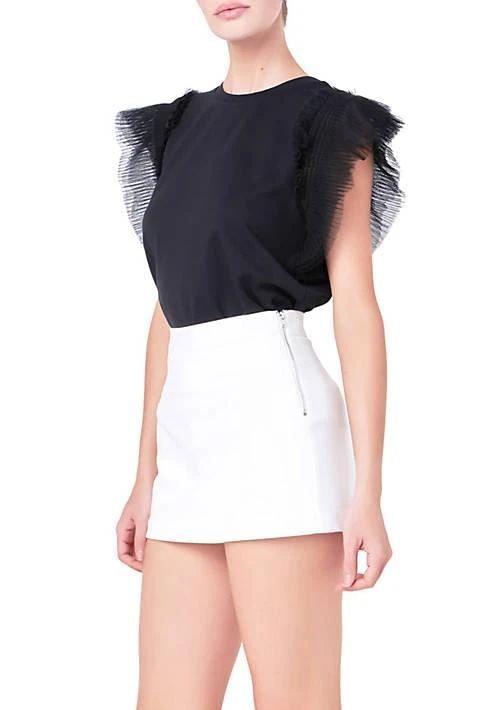 English Factory Factory Tulle Ruffle Knit Top 3