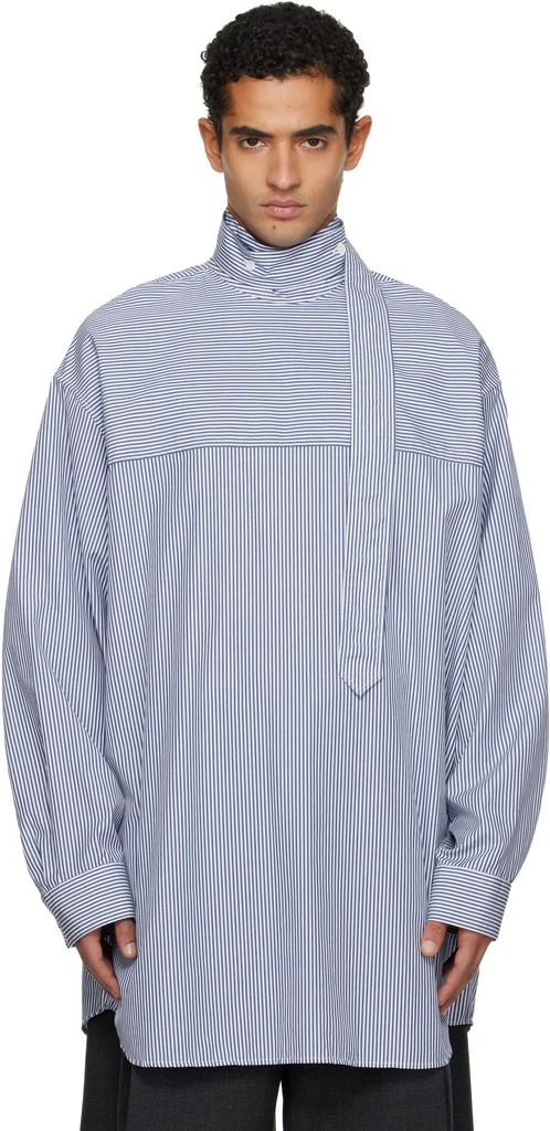 Dries Van Noten Blue 
White Striped Shirt 1