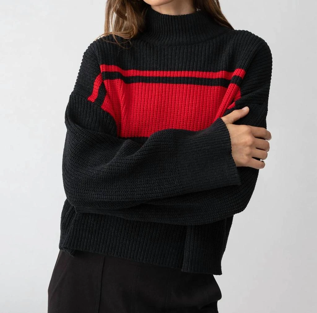 Sanctuary Stay Cozy Stripe Sweater In Black/red 2