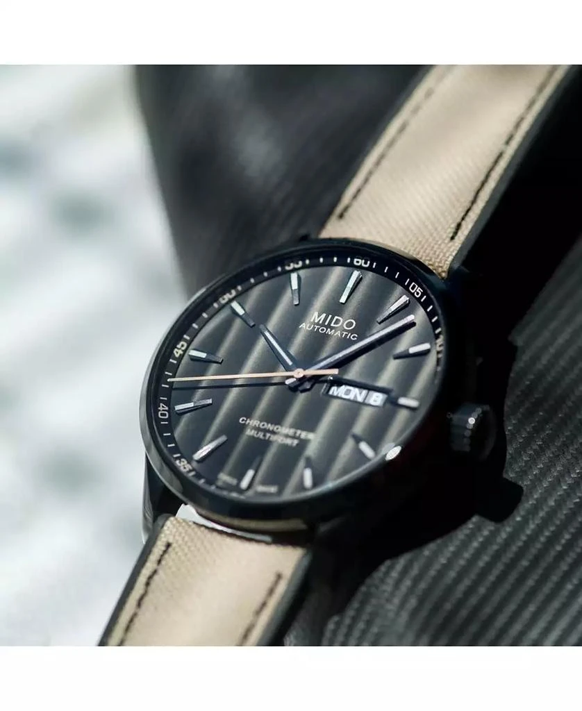 MIDO Men's Swiss Automatic Multifort Chronometer Beige Fabric & Black Silicone Strap Watch 42mm 4