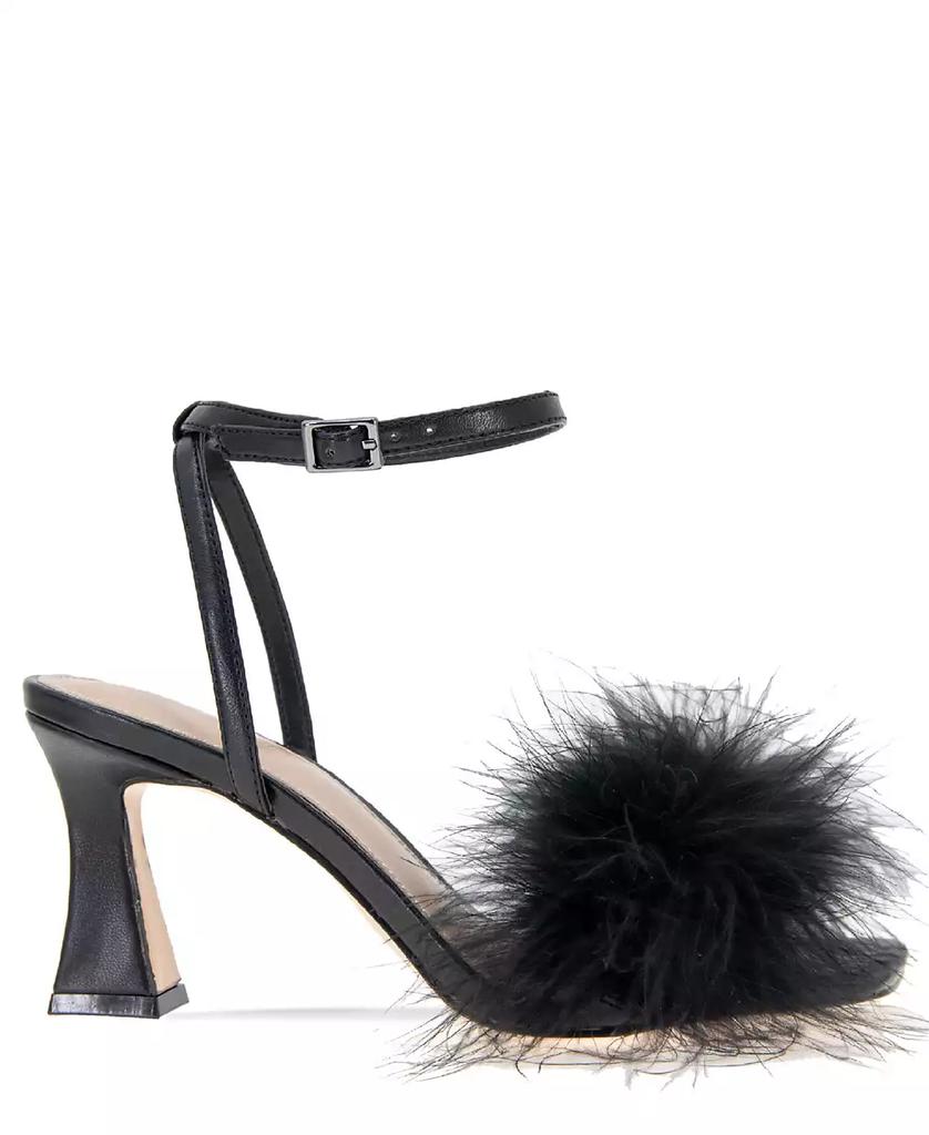 BCBG Women's Relby Feathered High-Heel Two-Piece Dress Sandals