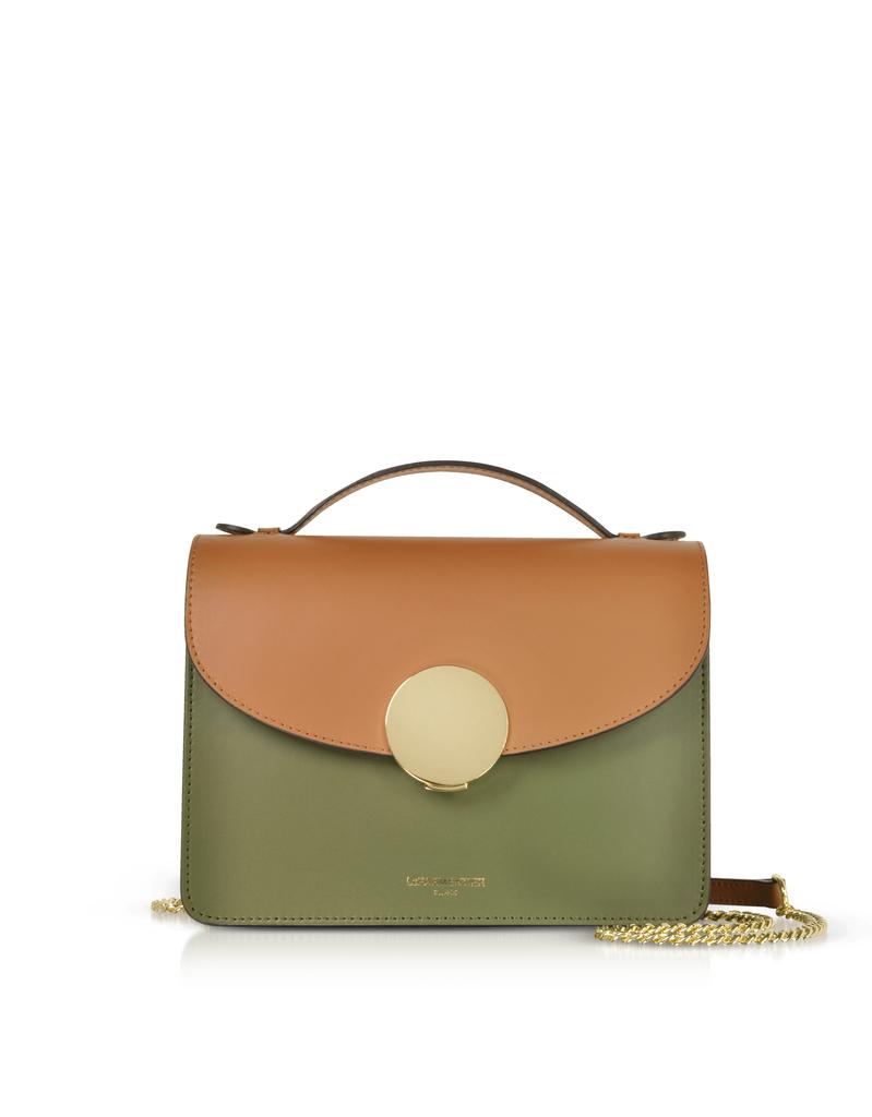 LePARMENTIER Paris New Ondina Color Block Flap Top Leather Satchel Bag