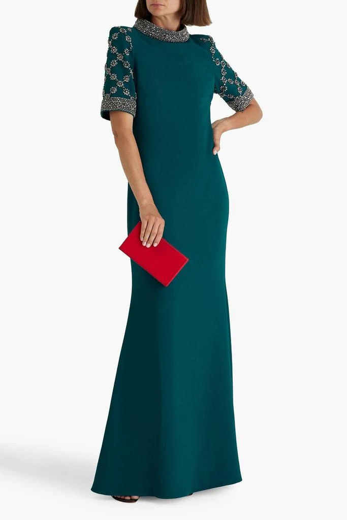 Crystal-embellished crepe gown  On Sale Now with Up to 56% Off | Discover  Exclusive Deals & Savings at BeyondStyle  Authentic Badgley Mischka  clothing|women|dresses|bridesmaid dresses|gowns with Limited-Time  Discounts, Free Shipping, and