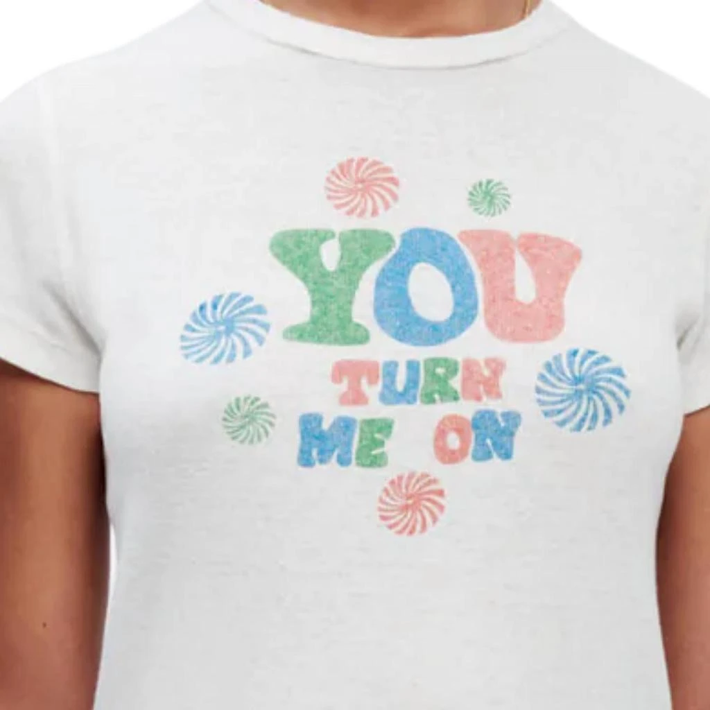 REDONE 90's Baby "you Turn Me On" Tee In Vintage White 4