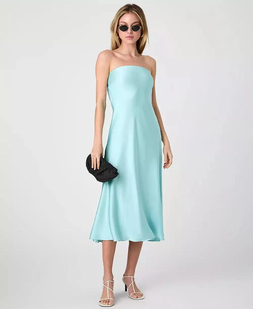French Connection Women's Oona Satin Strapless Midi Dress 6