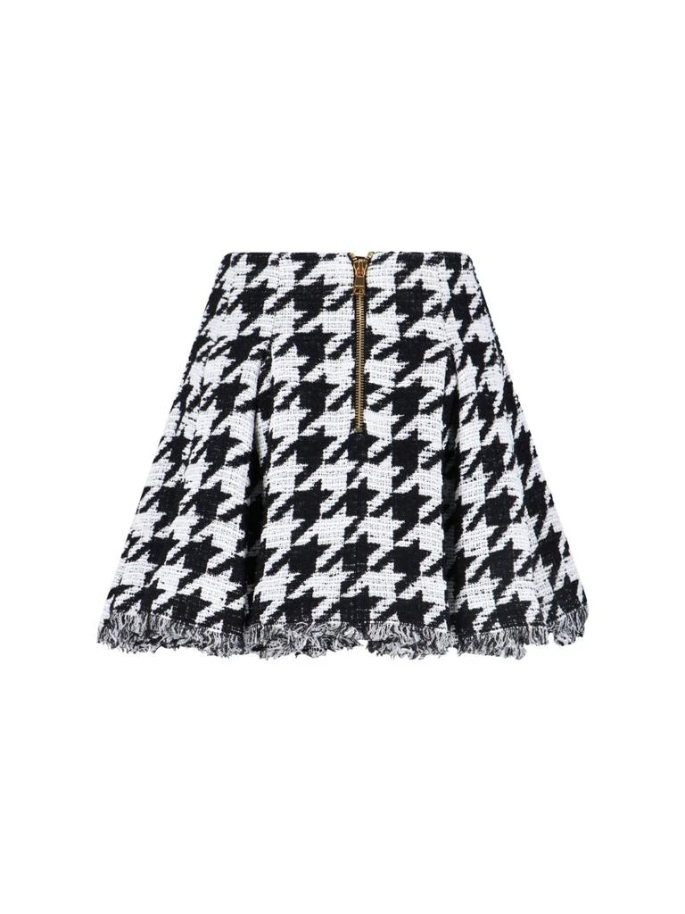 Balmain Balmain Button Embellished Houndstooth Tweed Mini Skirt 2